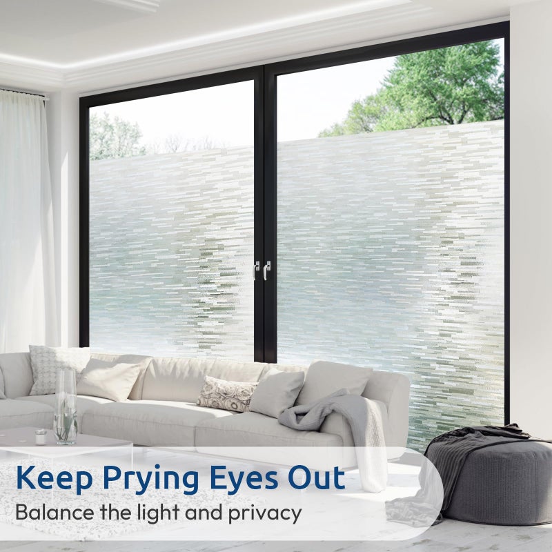 rabbitgoo Window Privacy Film, No Glue Frosted Glass Film, Static Cling UV Blocking Non Adhesive Reusable Heat Control Window Vinyl Clings for Home, Office, Frosted Silk, 35.4 x 157.4 Inches - Image 4